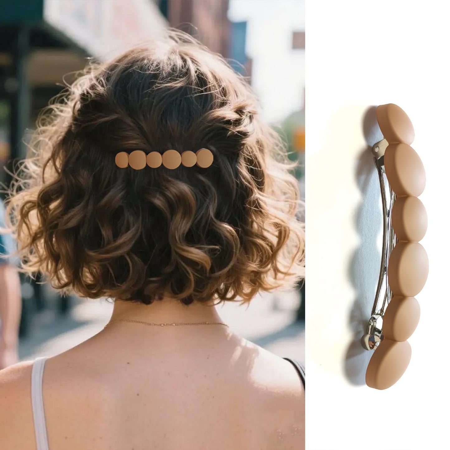 Markuii daily wear half up hair styling clips side view showcasing the textured matte coating.