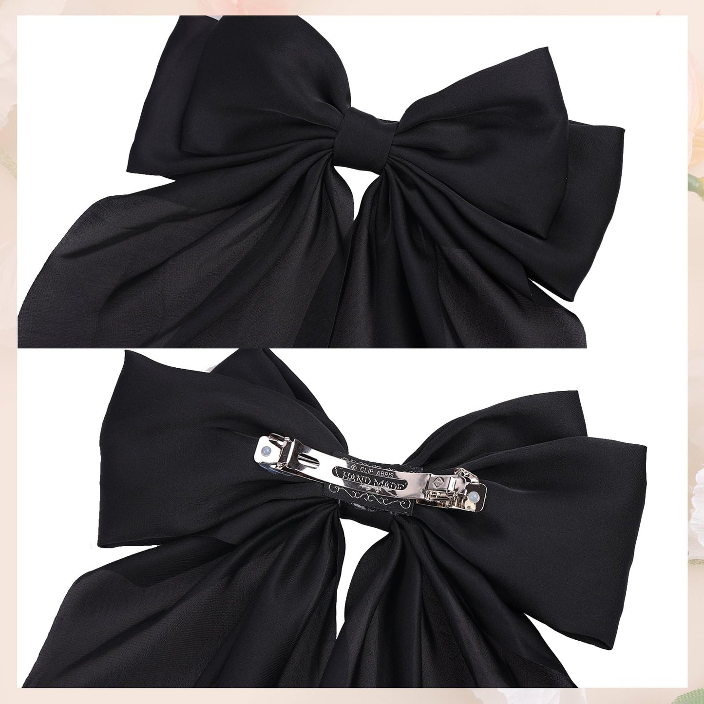 Lifestyle shot of the large metal barrette holding thick hair securely.