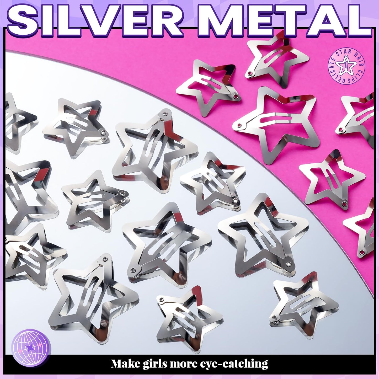 Packaging layout of the authentic USA imported YGDZ star hair pins set for girls and women.