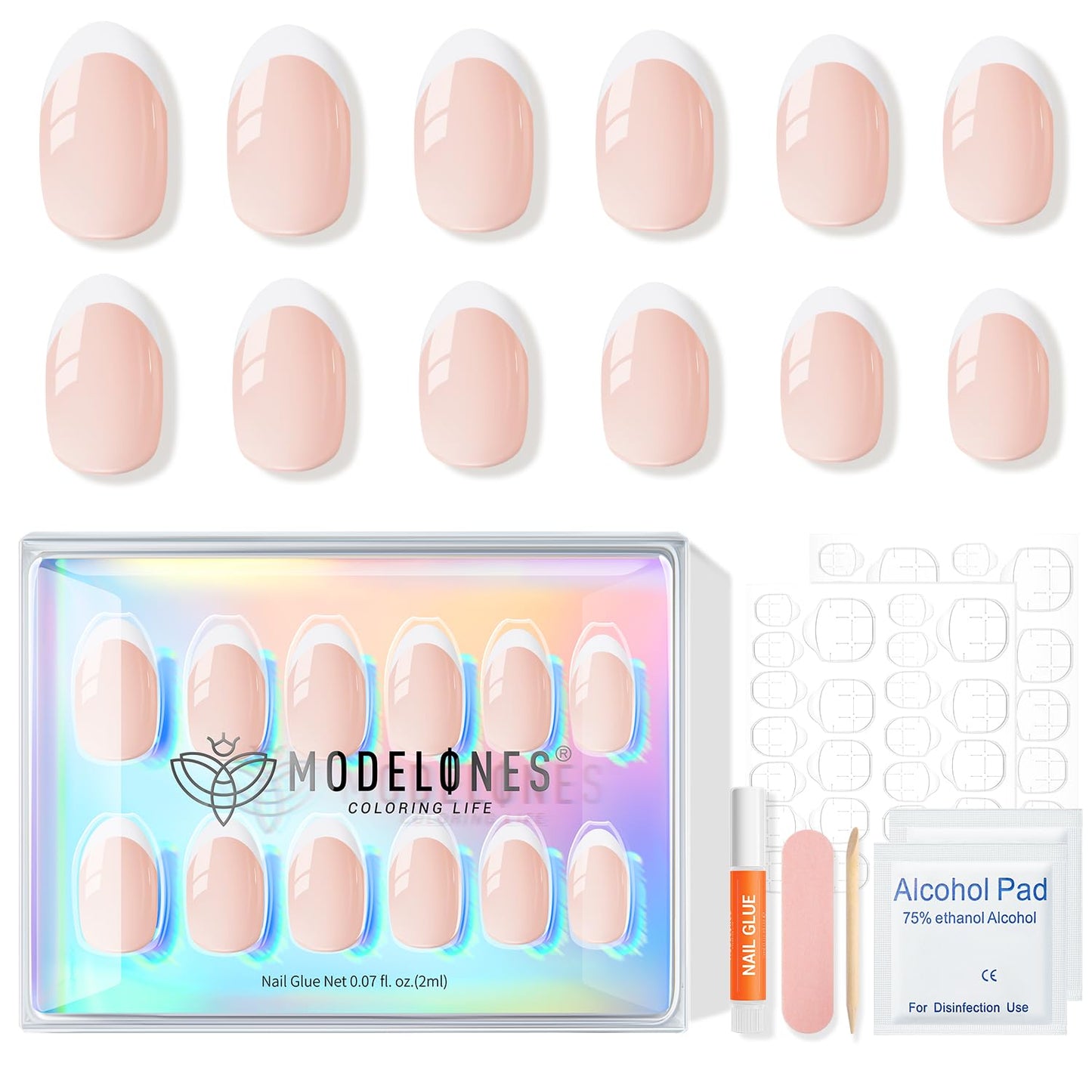 Modelones press on nails set with adhesive tabs and prep pad