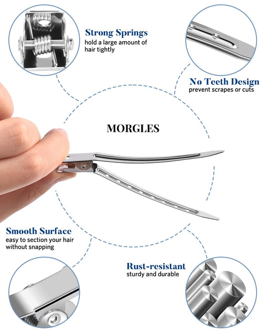 Smooth toothless alligator hair clips by MORGLES holding a section of hair crease free.