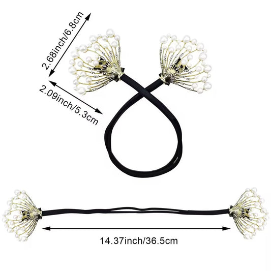 Two pack elegant crystal twist bun maker set in gold and silver accents