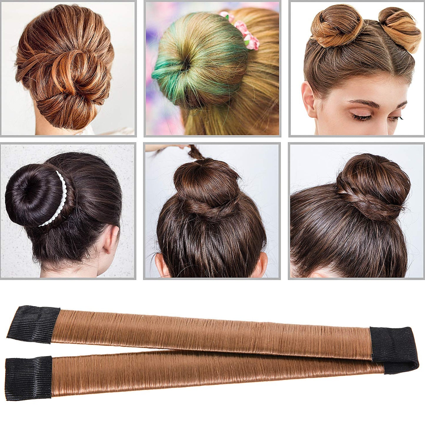 WILLBOND Complete hair braiding and bun shaping kit packaging details for brown hair
