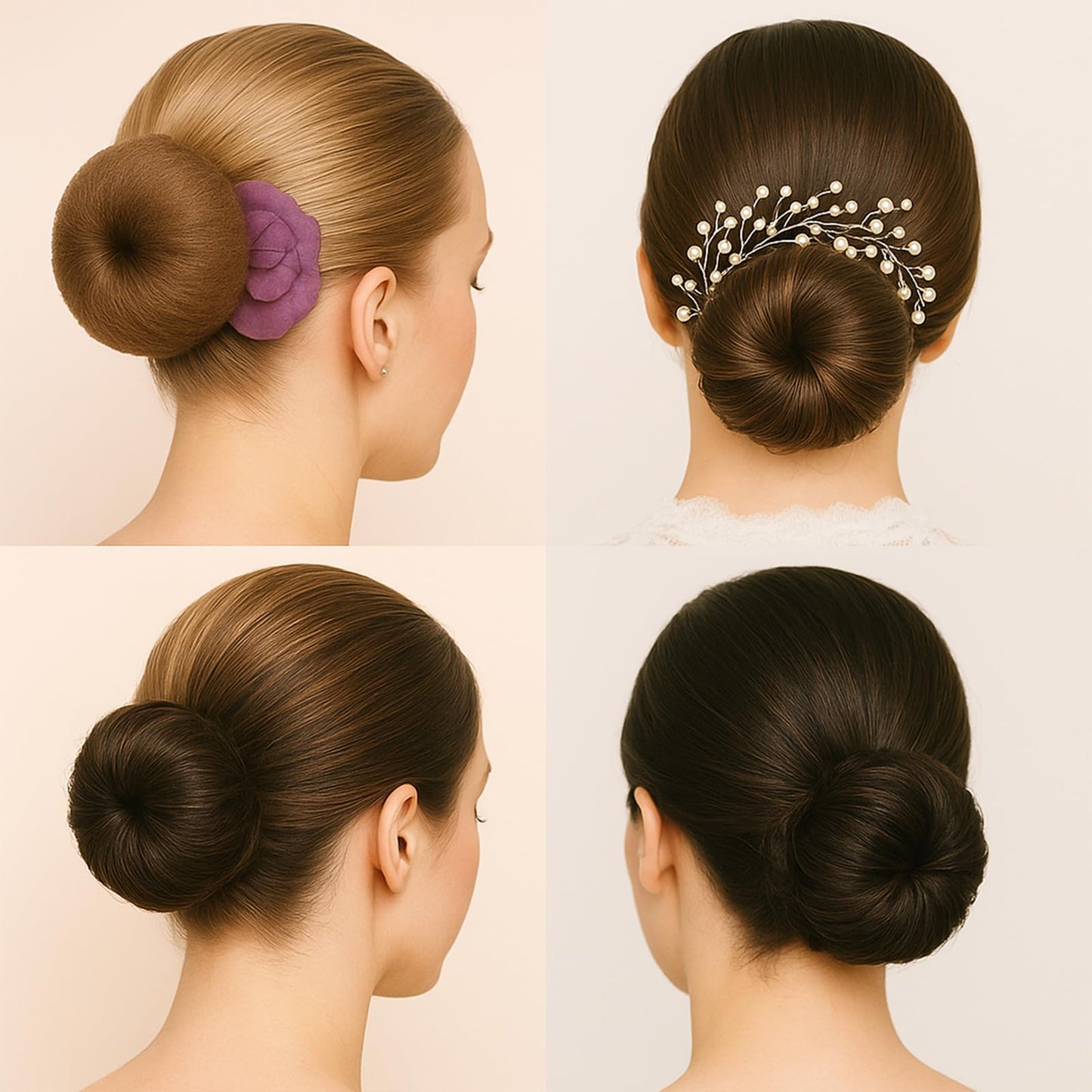 Instructions display of Gerilkai brown hair bun shaper set