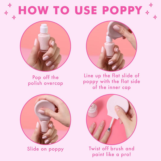 Olive and June Poppy handle attached to a nail polish bottle