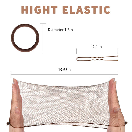TsMADDTs invisible ballet hair net stretched out to demonstrate sixty five piece elastic edge capability