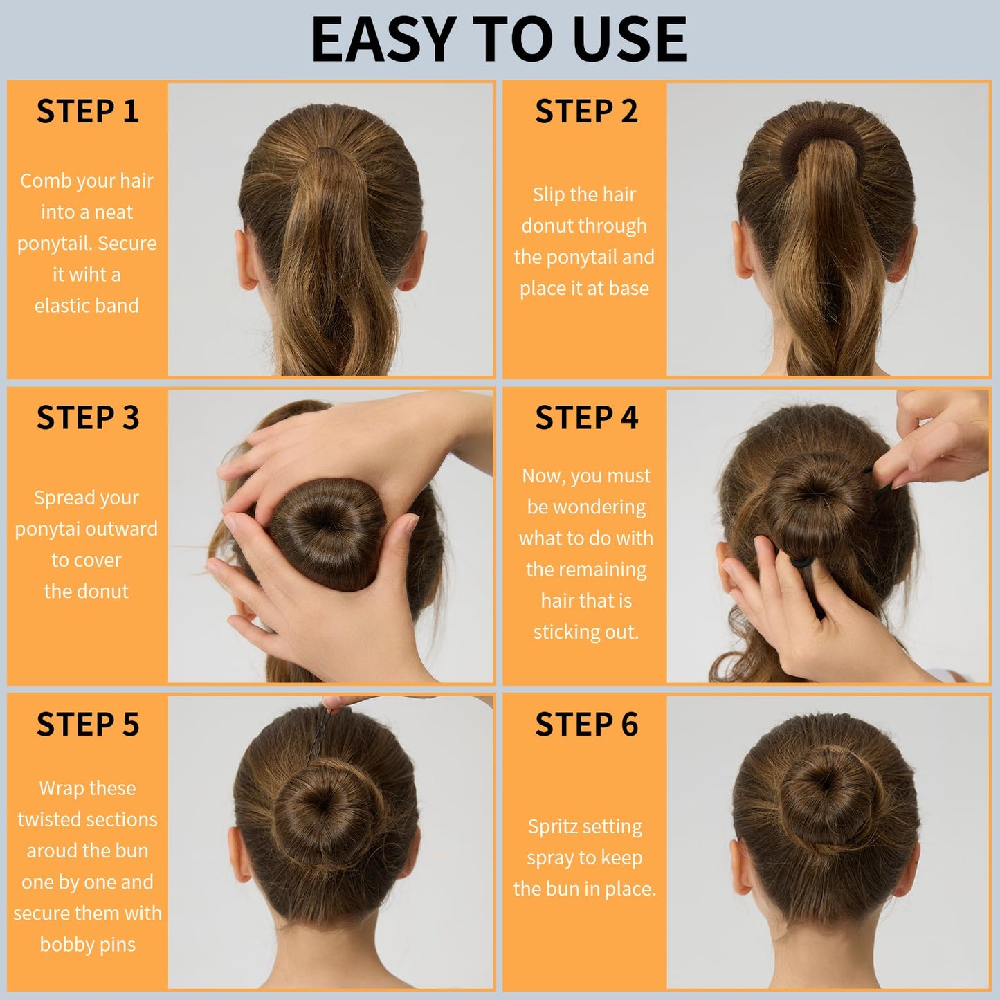 Professional hair bun created using Teenitor small donut maker