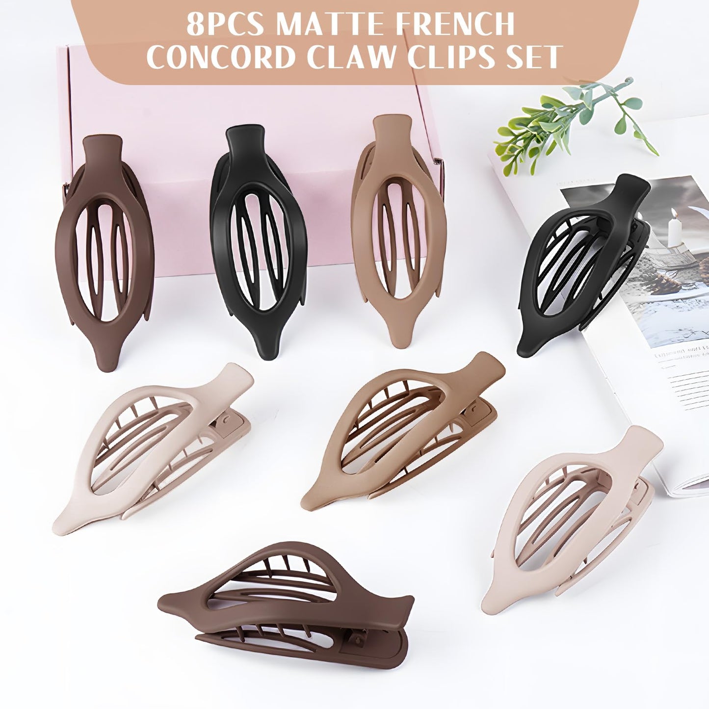 8 pack matte hair accessories for women