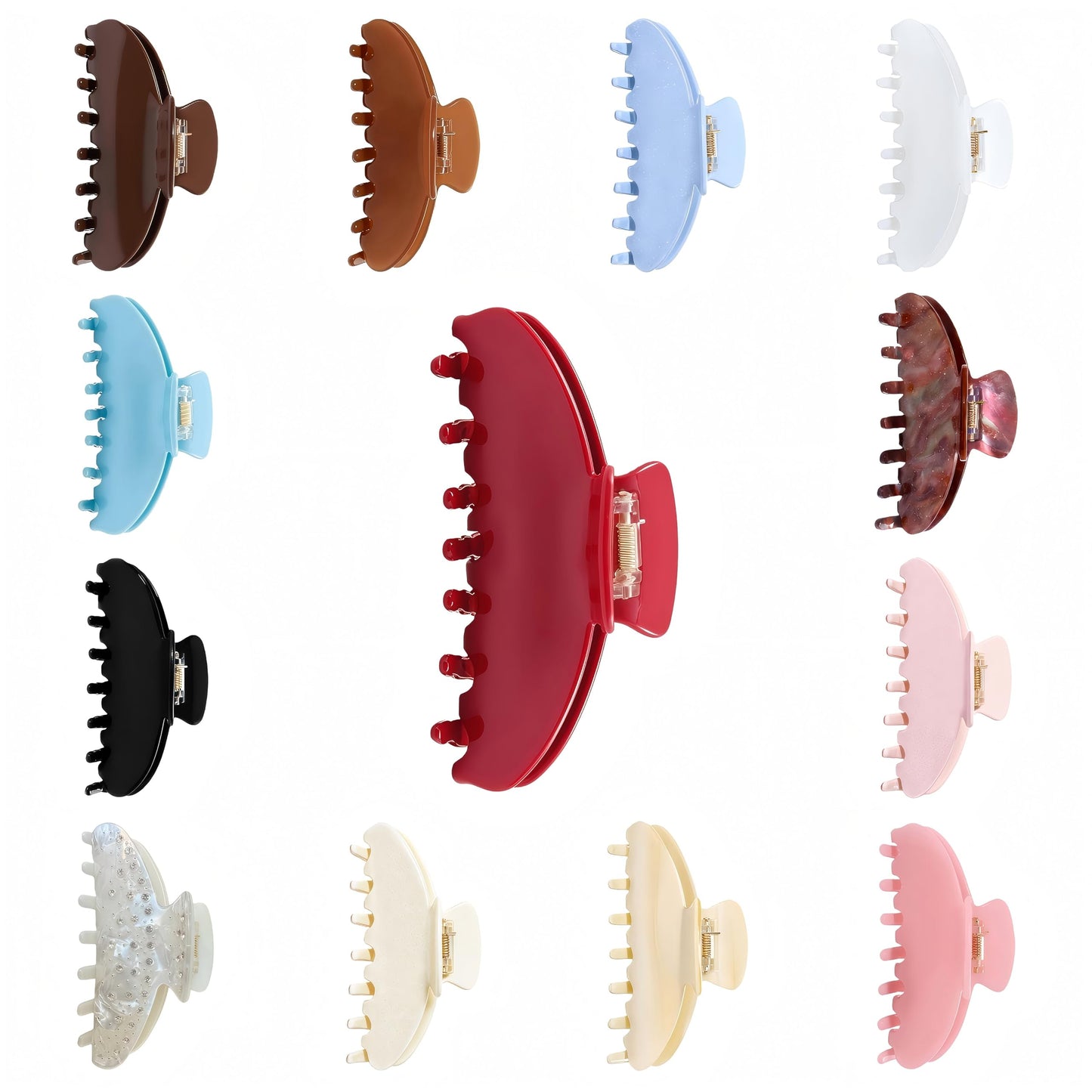 Top view of premium cherry red claw clip for thick hair