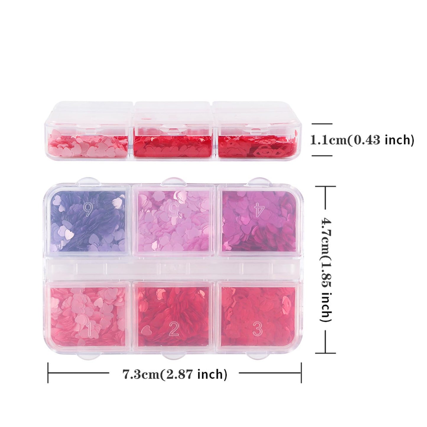 Professional nail art supplies featuring holographic heart sequins