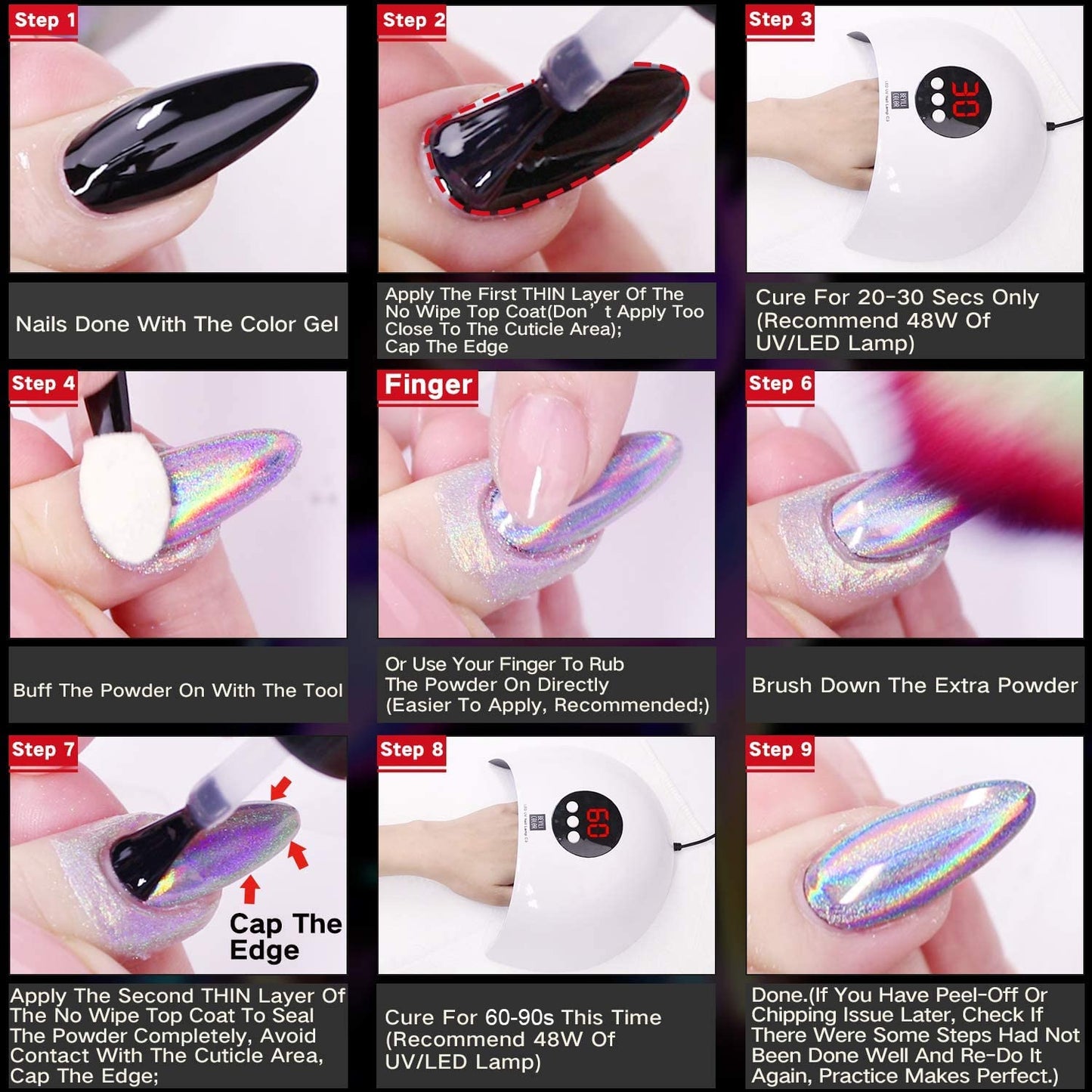 GA&EN nail powder set with sponge applicators