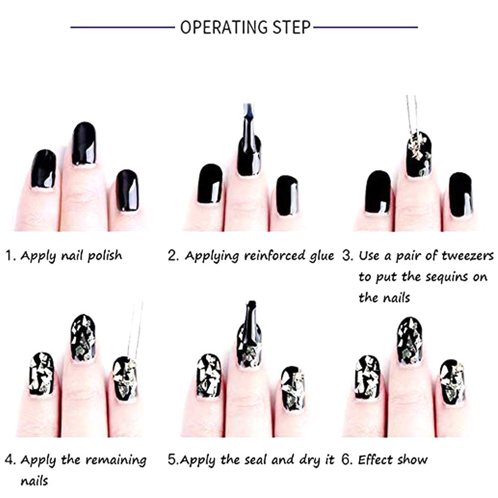 Professional manicure showing holographic rectangle glitter decoration