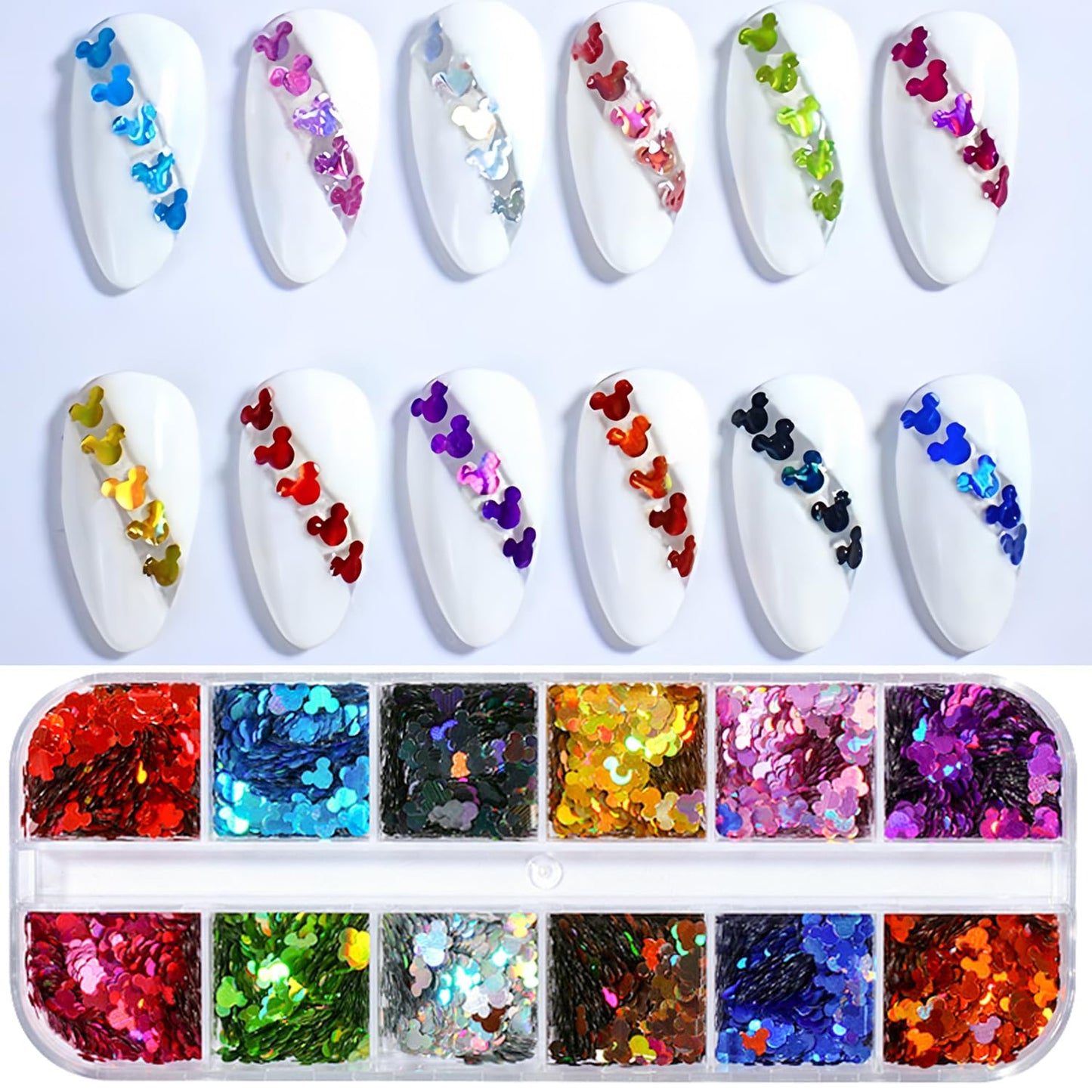 Various colors of Mickey Mouse nail flakes for DIY craft