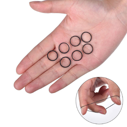 Hicarer black elastic ties showing thickness and stretchability for hairstyles