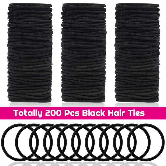 Close up of 4mm thick premium black elastic hair bands showing texture
