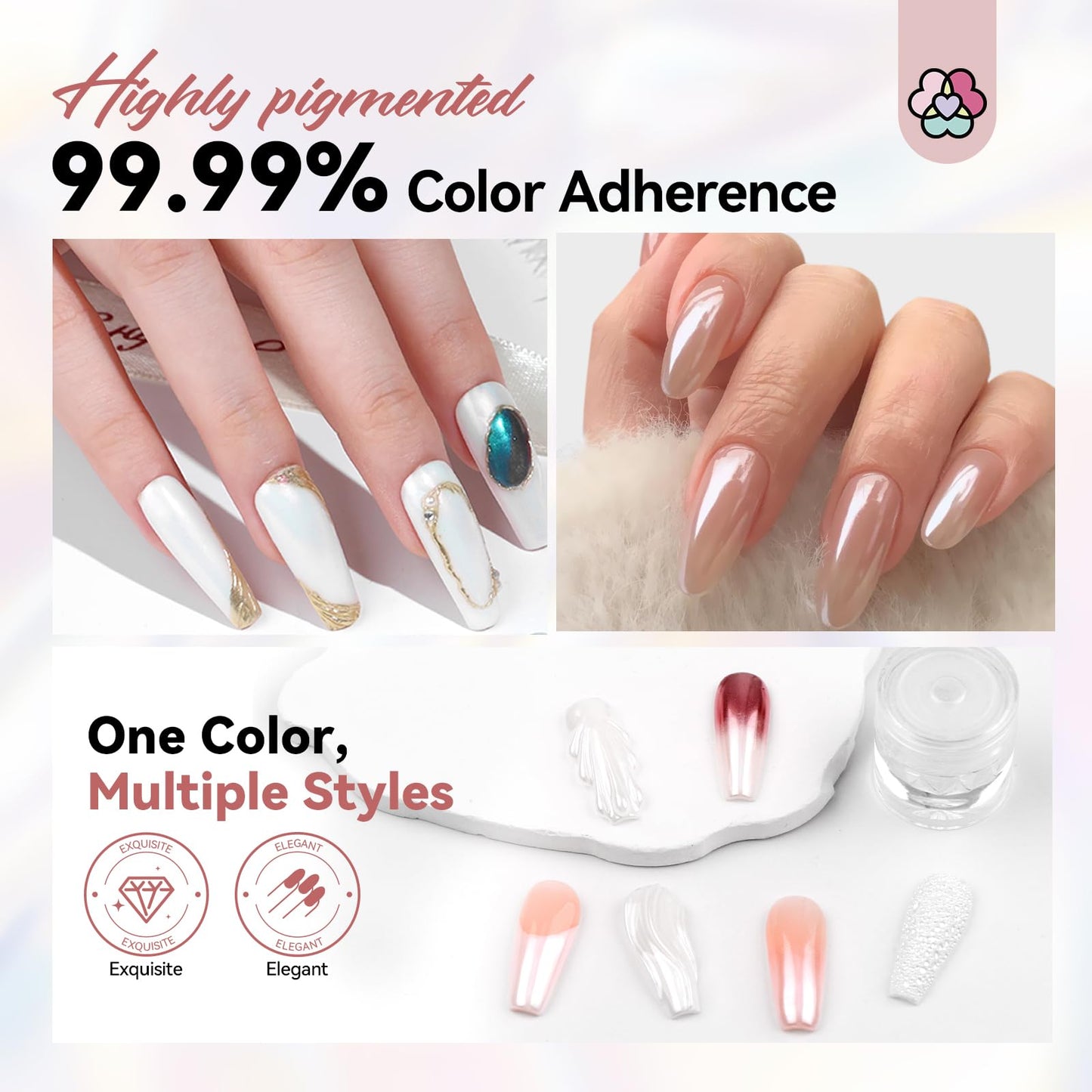 Professional nail art setup with Saviland chrome pigment powder