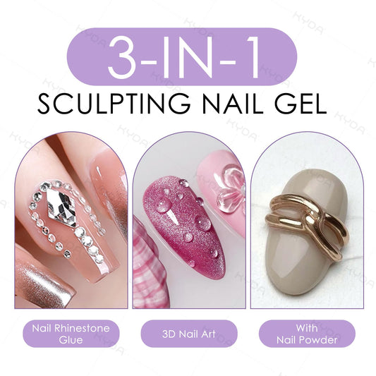 Close up of Kyda clear 3D nail art sculpting gel texture