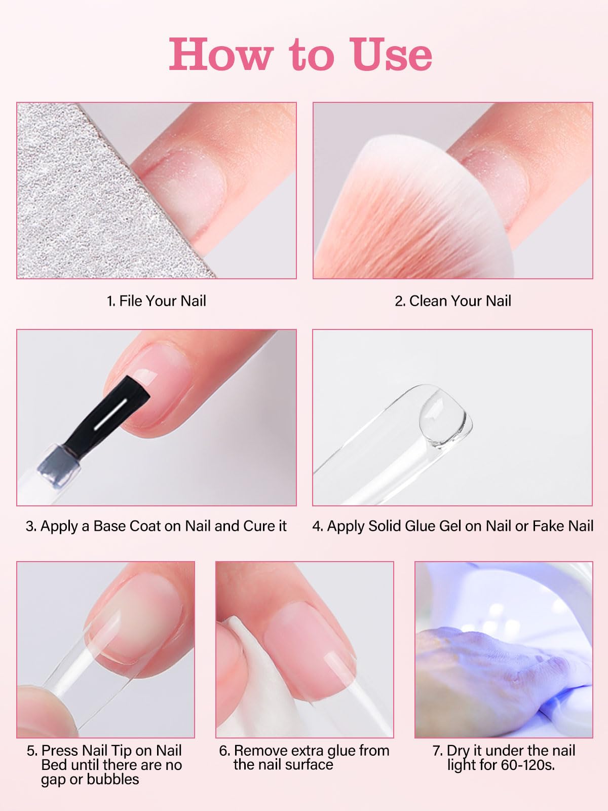 UV LED lamp curing process with Ebanku nail glue