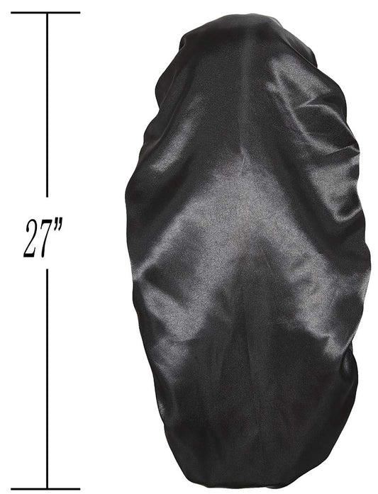 Wbfwbb satin sleeping cap long bonnet for braids showcasing the stretchable elastic band comfort