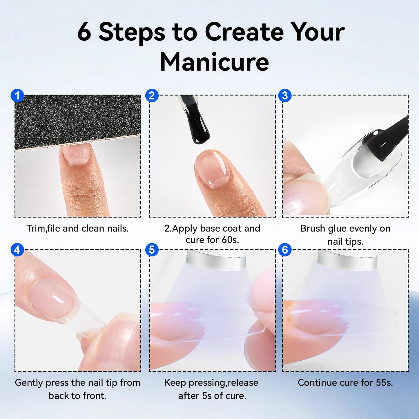 Instructions for using Jodsone 4-in-1 gel adhesive with a UV nail lamp