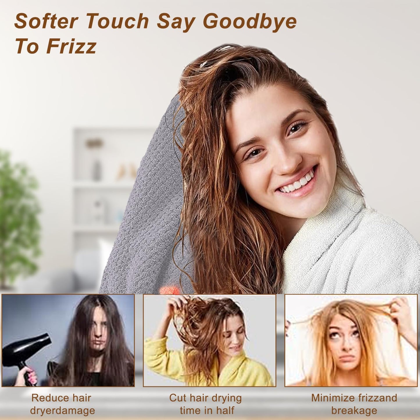 Kldnkig quick dry hair wrap showing the secure elastic loop attachment design