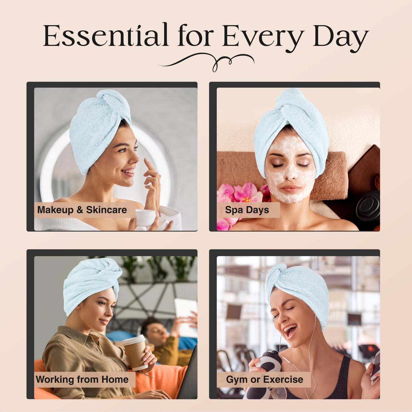 Packaging presentation of the authentic imported Lili&James cotton hair towel for women and kids