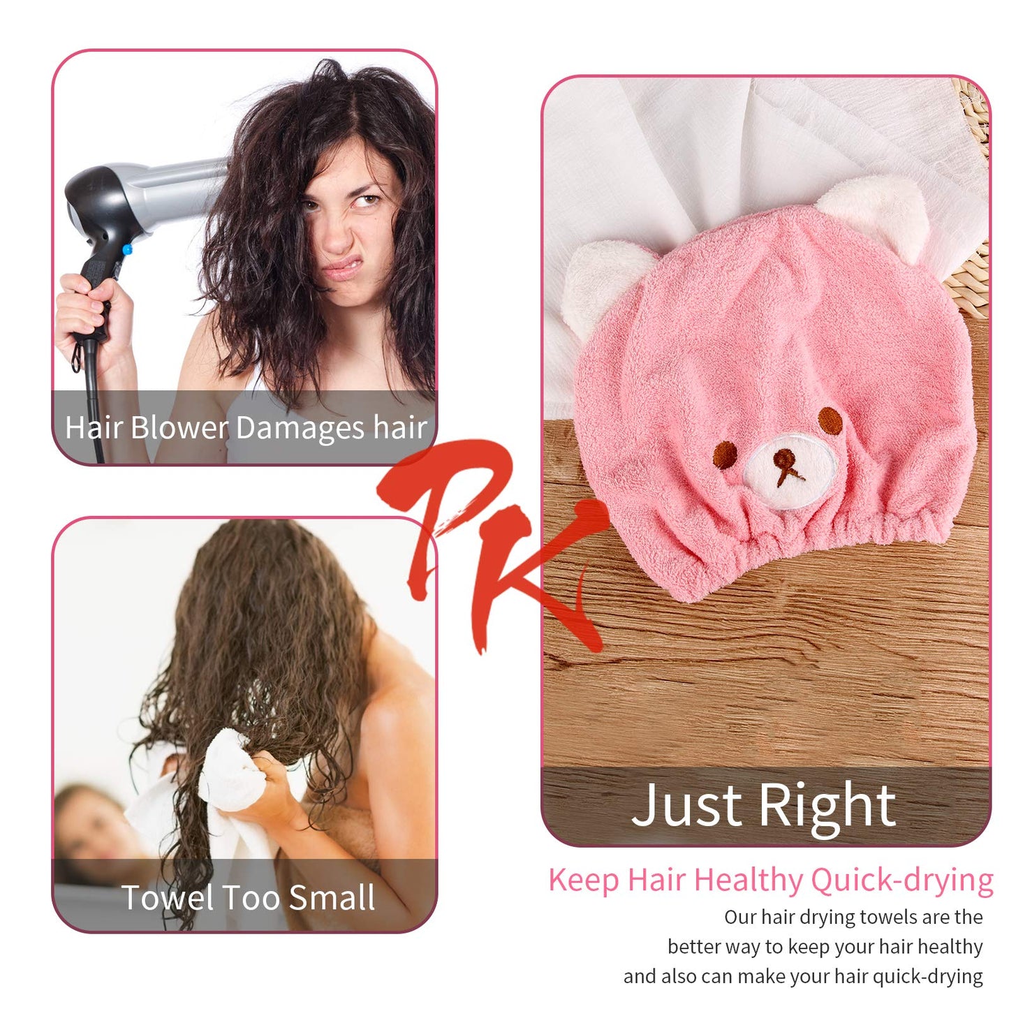Back view of child with secured hair drying wrap