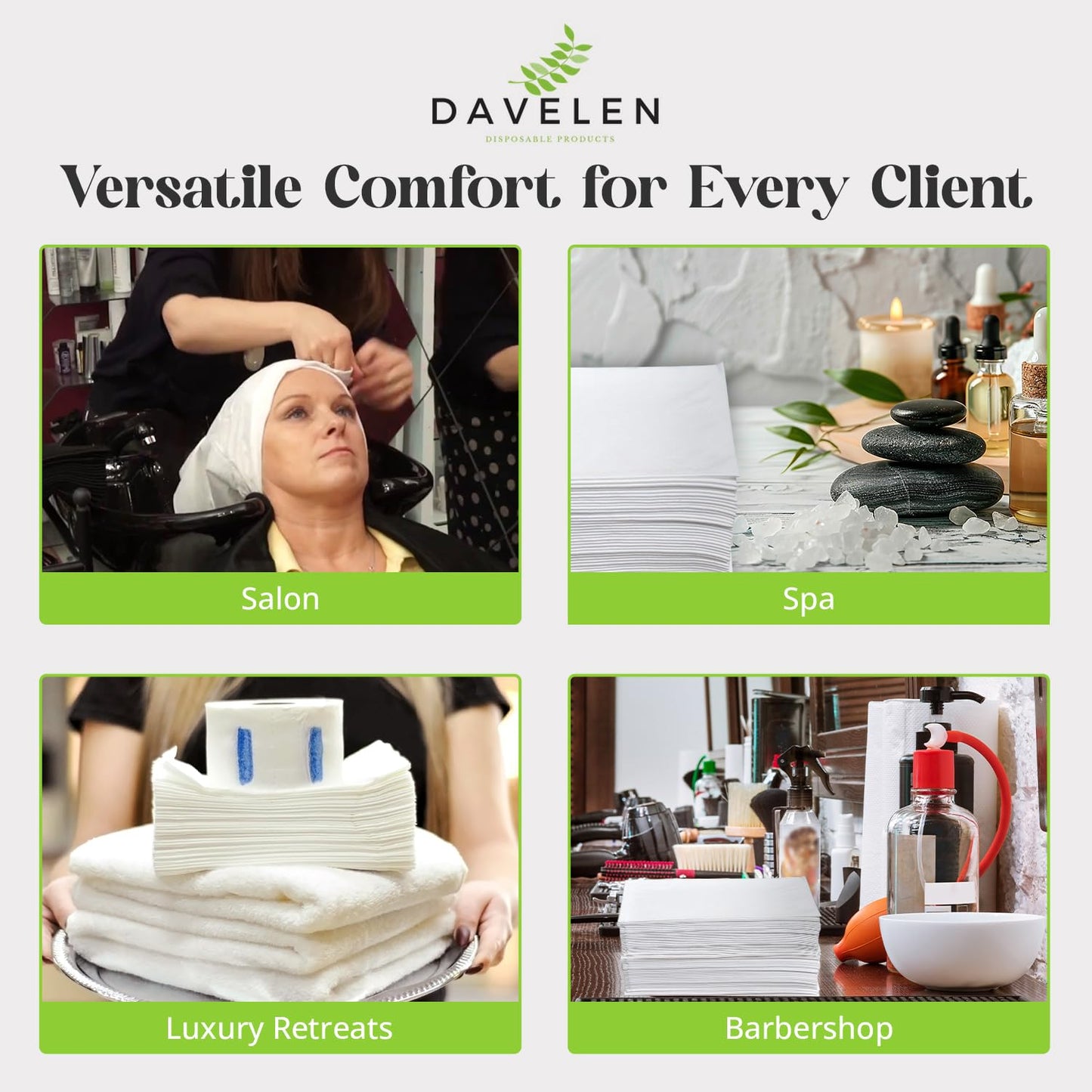 Professional salon aesthetic with Davelen disposable towels