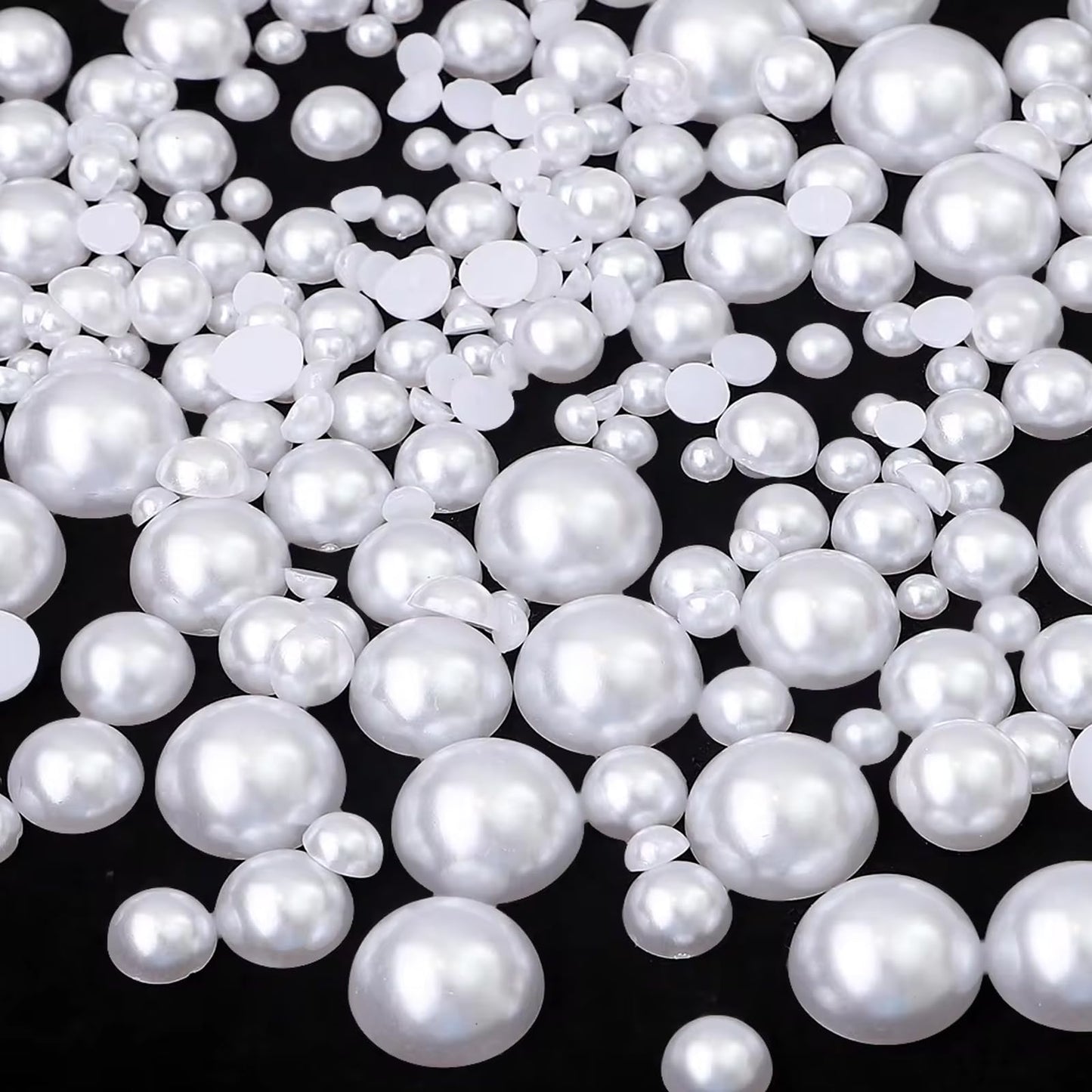 Various DIY craft items decorated with Dbdjwhj white pearls