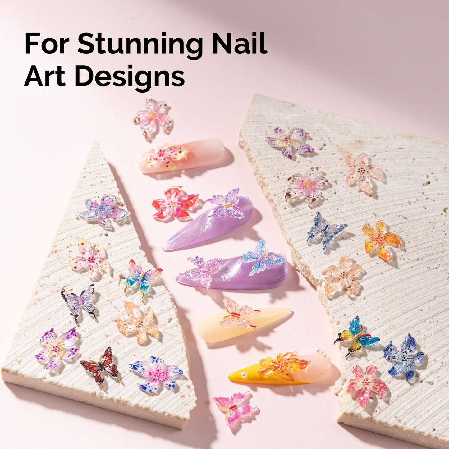 Full set of 100 pieces nail charms with applicator tool