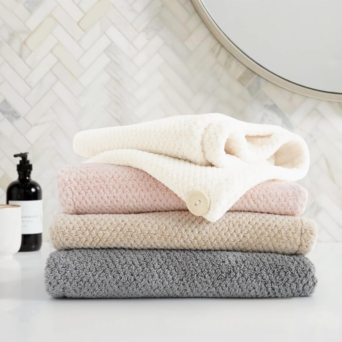 Convenient travel friendly microfiber hair drying accessory
