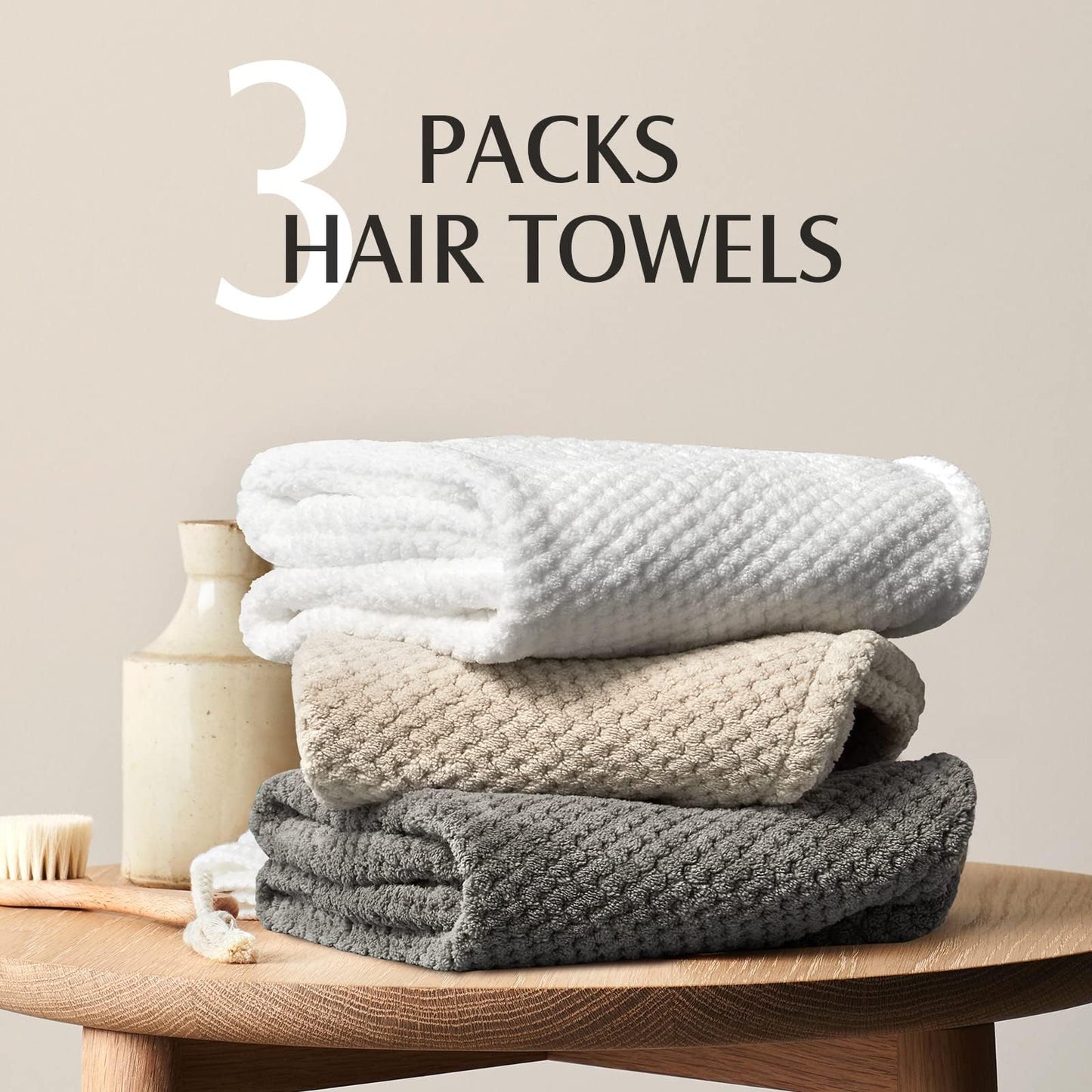 Yfong 3 pack hair towel wraps packaging and contents