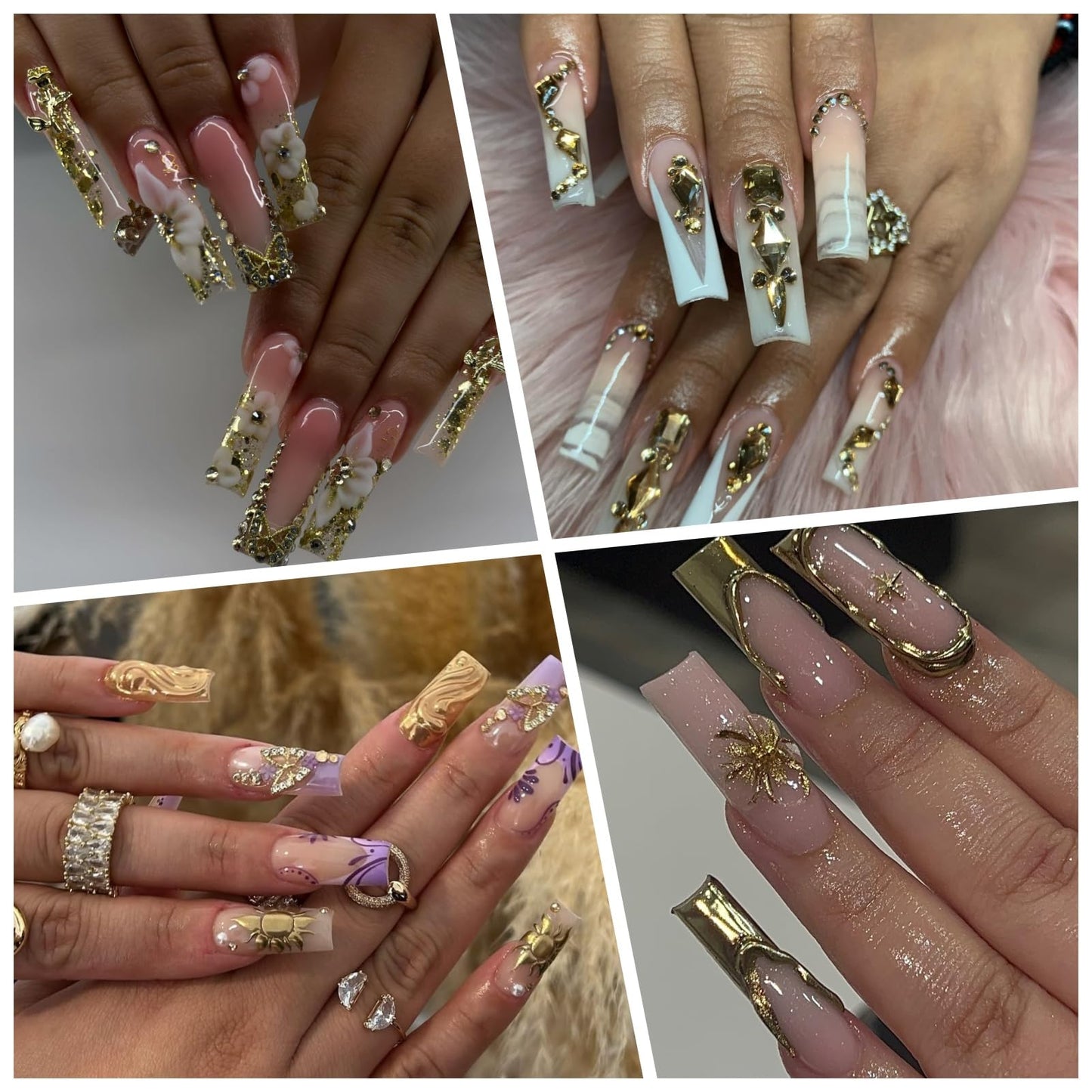 Manicure supply kit with assorted gold alloy nail charms