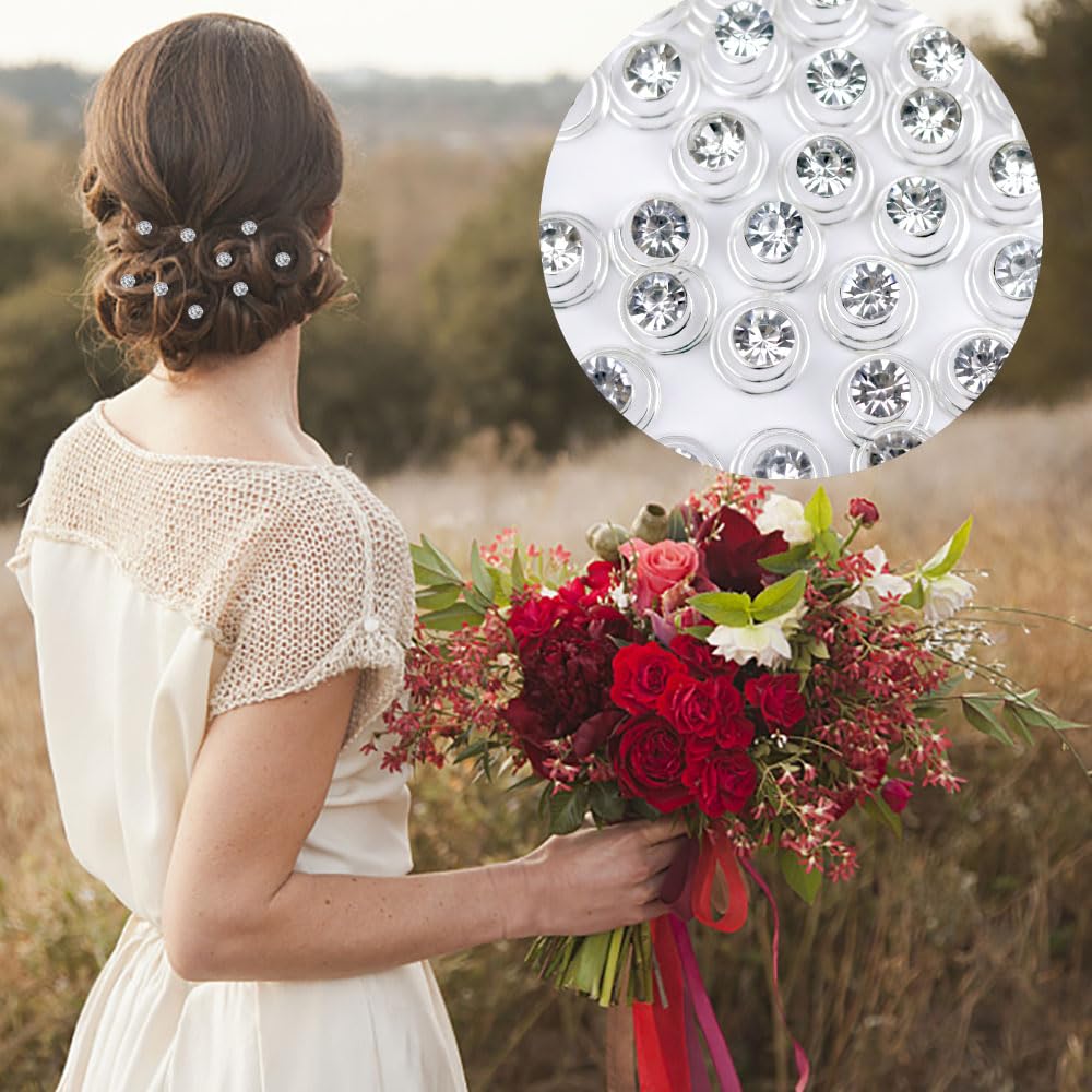 Side angle view of the sparkling rhinestone hair accents for wedding occasions