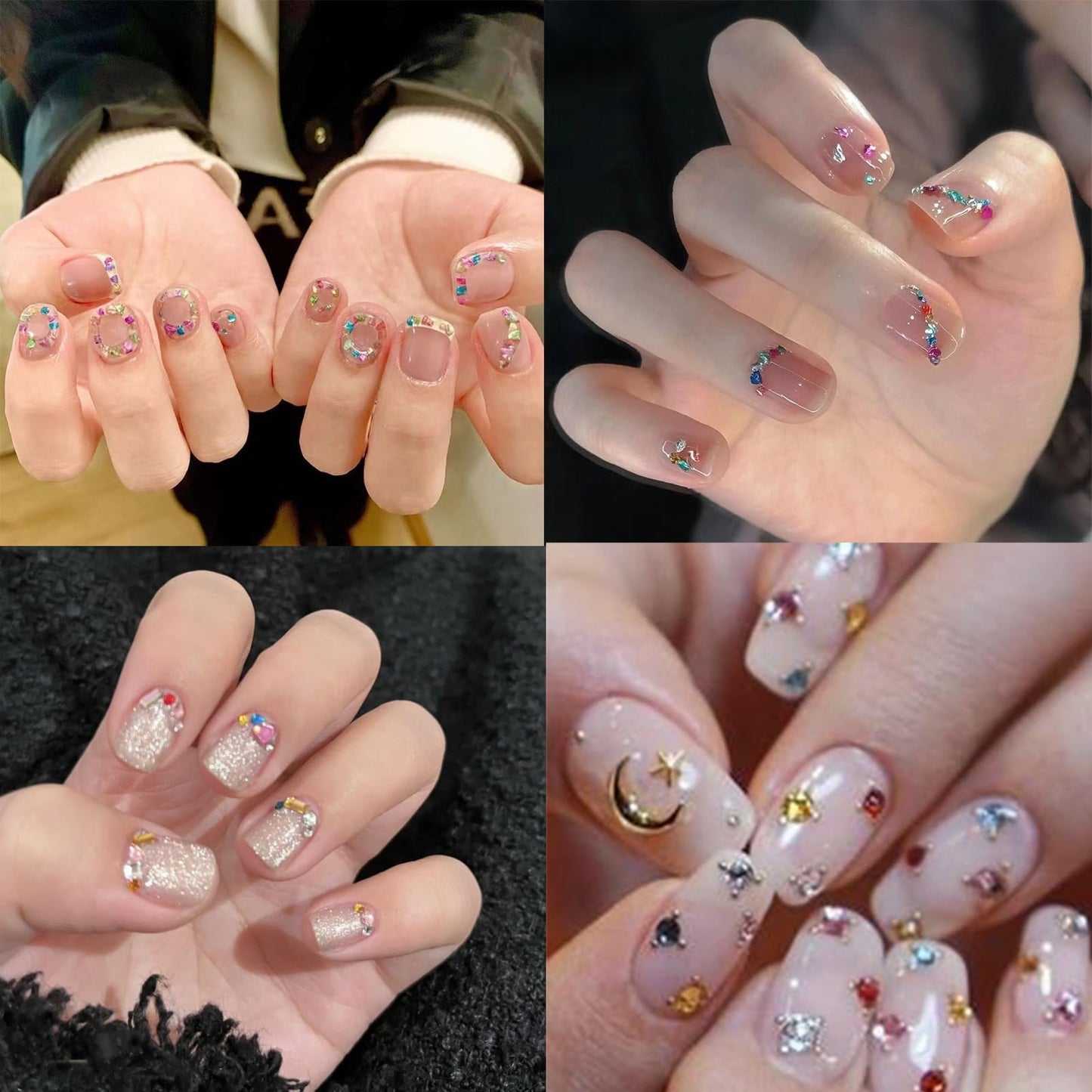 Belleboost nail art charms packaging and crystal gem variety