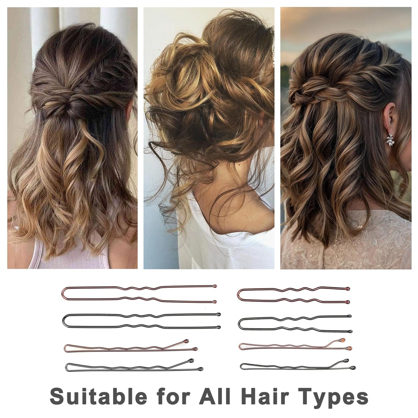 Premium brown hair pin kit showing full packaging details for women and girls styling needs