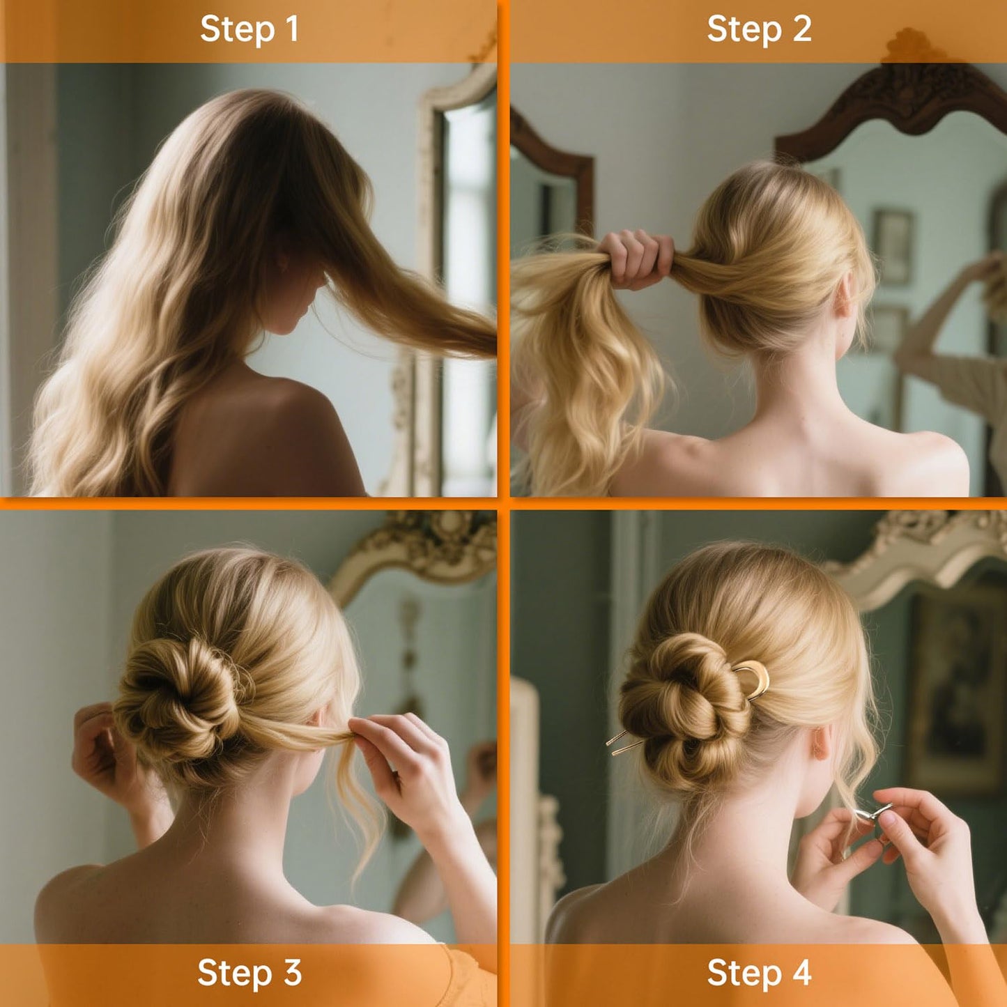 Demonstration of the secure hold provided by the BEoffer premium imported hair sticks.