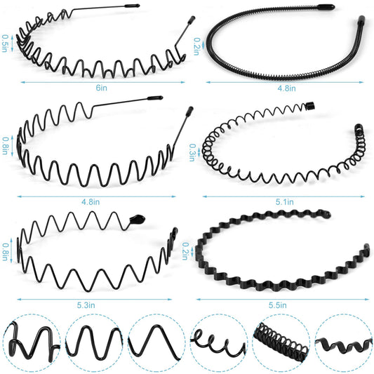 Unisex black wavy metal headband for sports