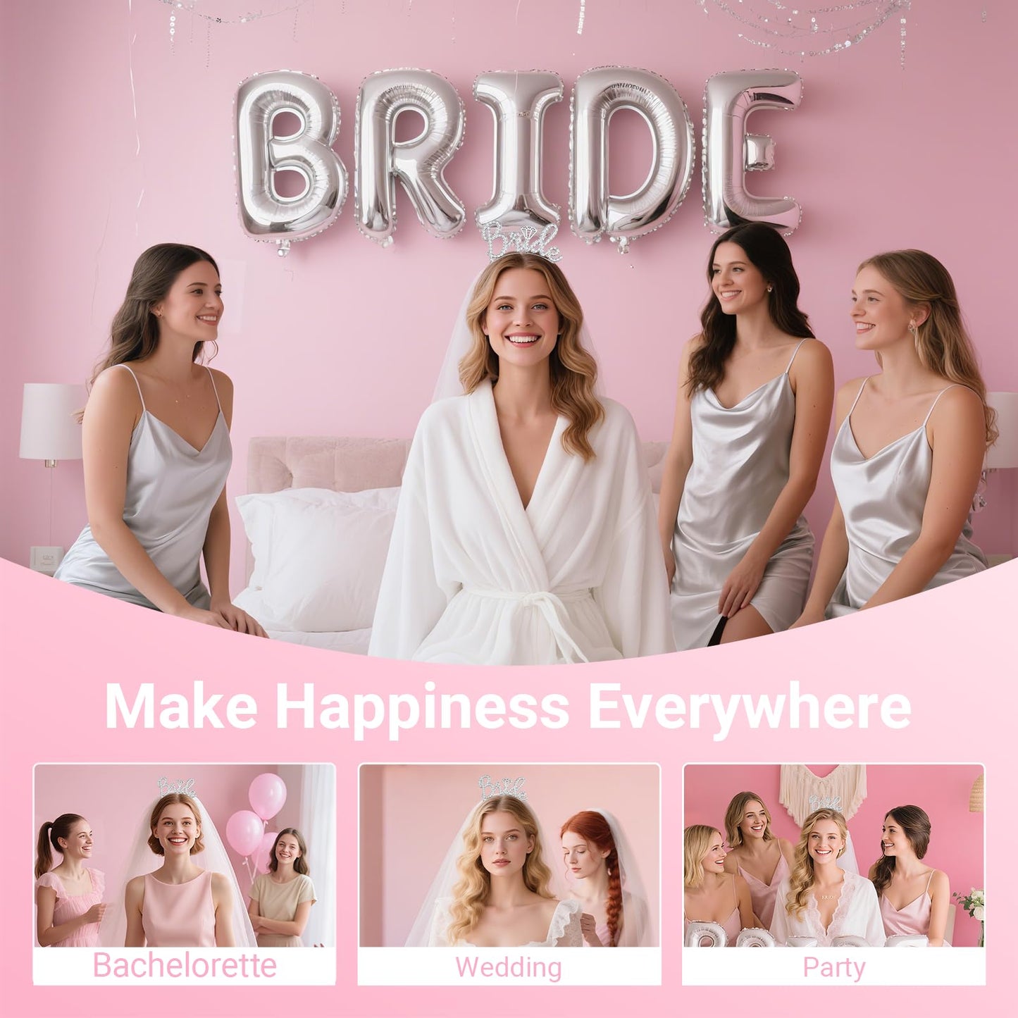 Complete 3 piece bridal shower accessory kit for women