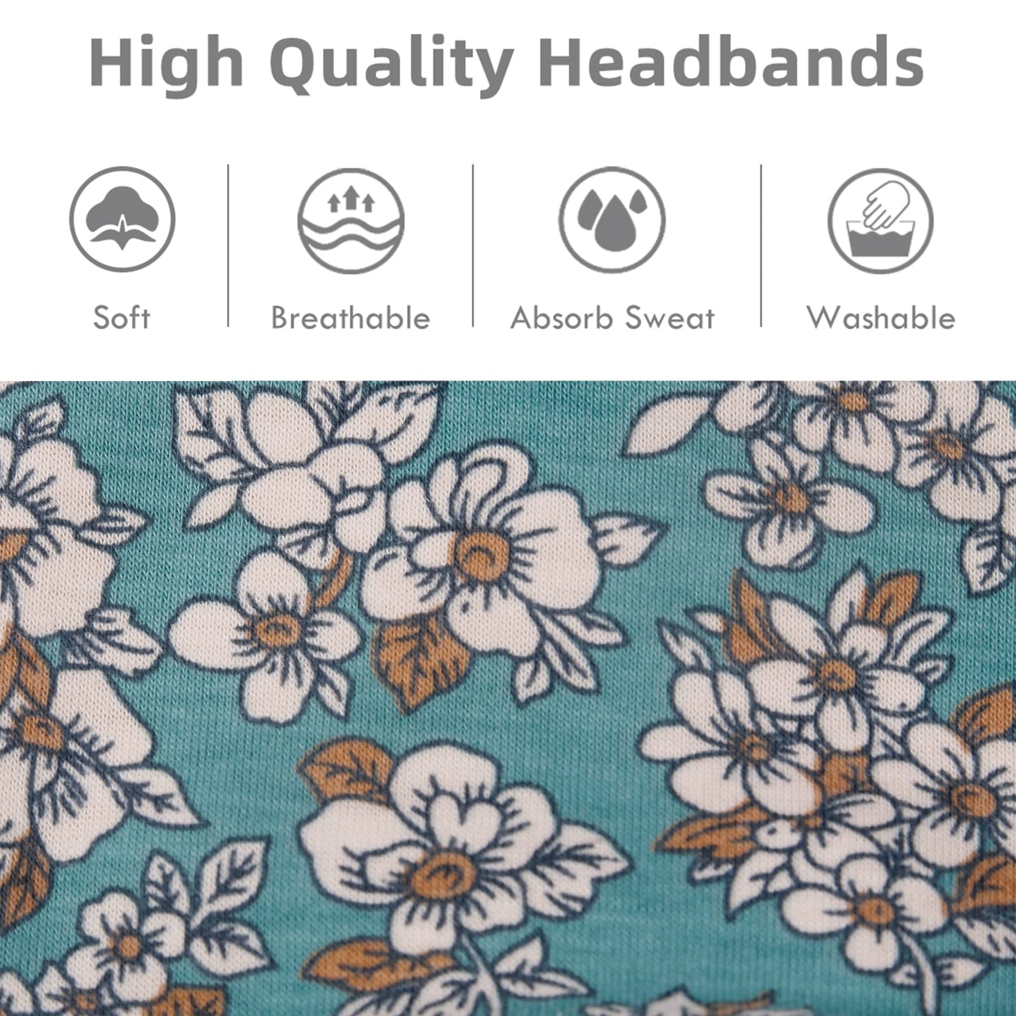 Assorted boho floral patterns of Huachi headbands