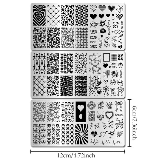 Three piece stainless steel nail stamping plate collection