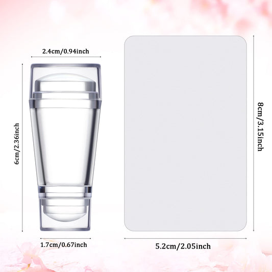 Three transparent jelly nail stampers with protective caps