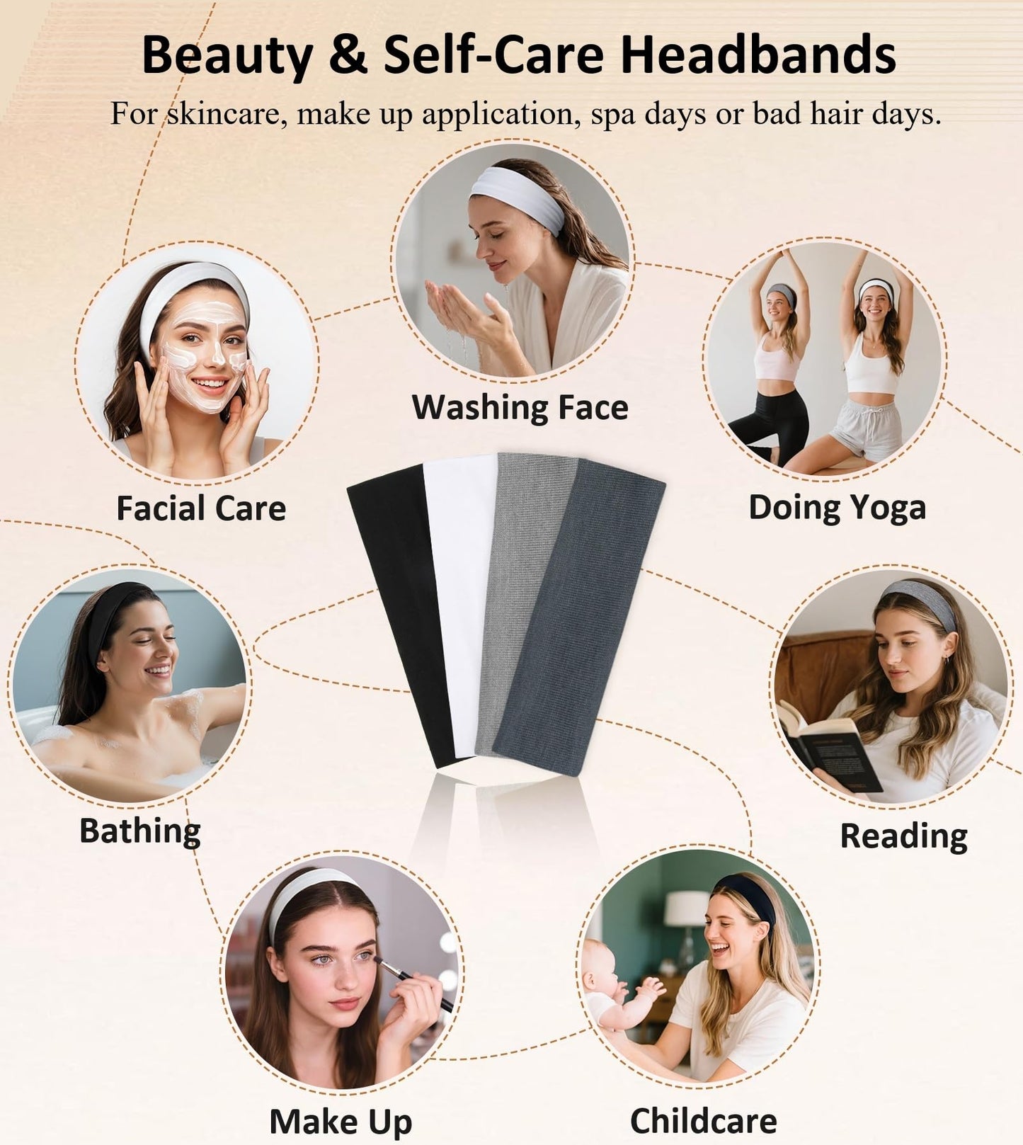 Huachi elastic headbands for thick and thin hair