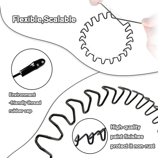Unisex black wavy metal headband for sports and daily use