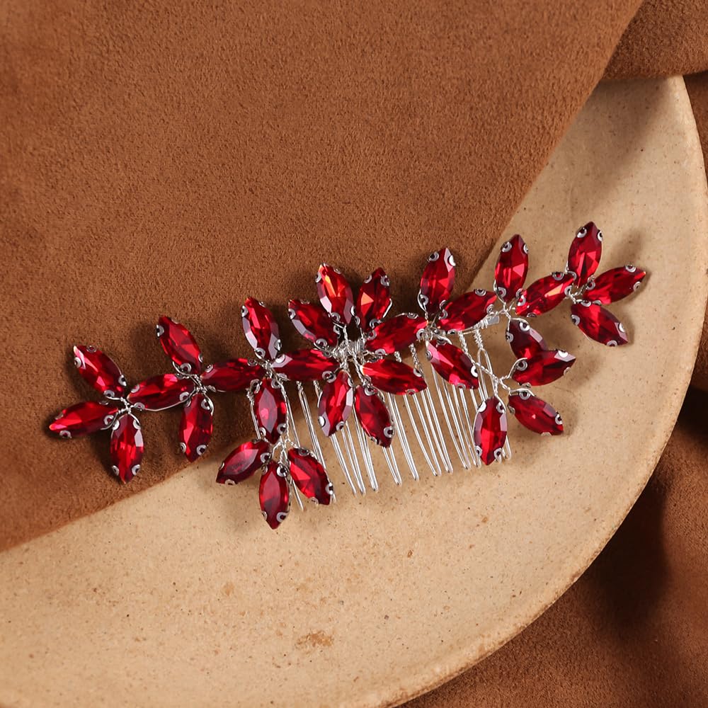 Authentic USA sourced red rhinestone headpiece for traditional Indian bridal looks