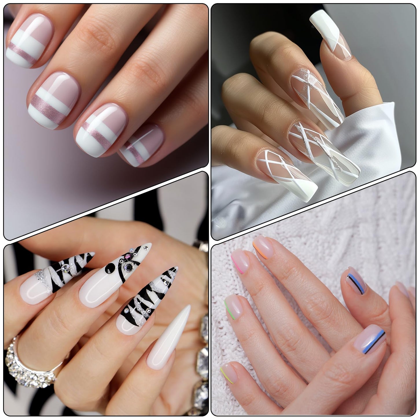 Packaging view of the imported four roll white nail guide tapes designed for salon grade home nail decorations