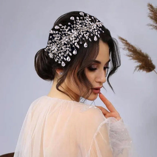 GAODESI bridal hair pieces left side arrangement with sparkling crystal stones