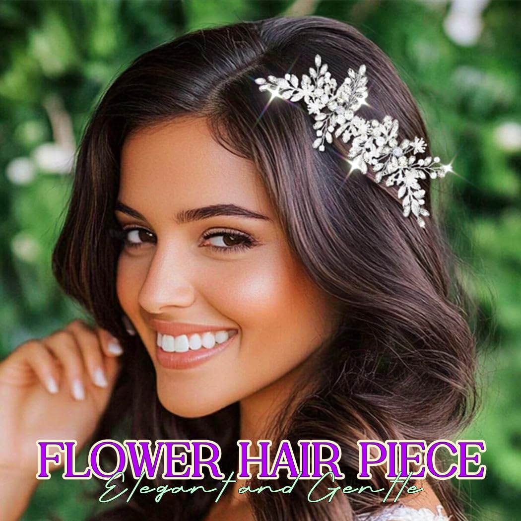 Product packaging presentation of the imported premium silver bridal hair clip.