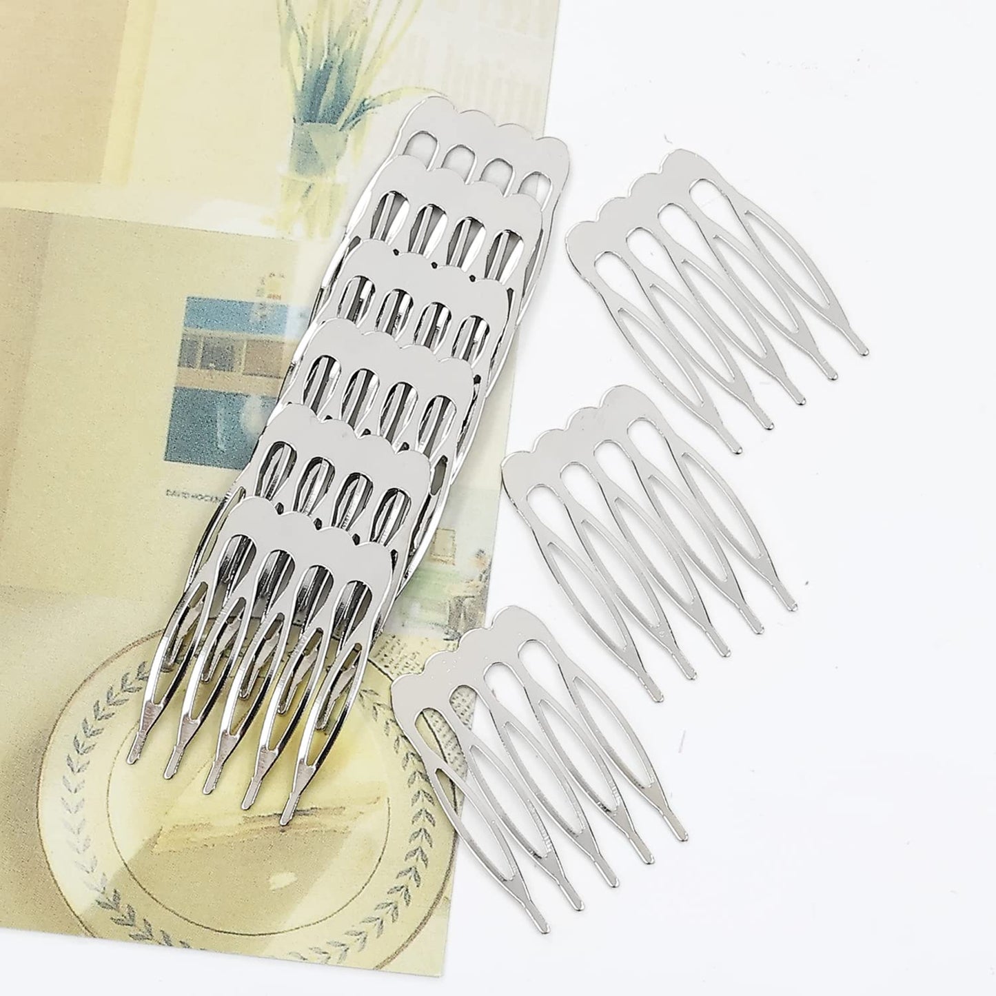 Twenty piece bulk pack of Lawie silver five teeth hair slides for salon and crafting use