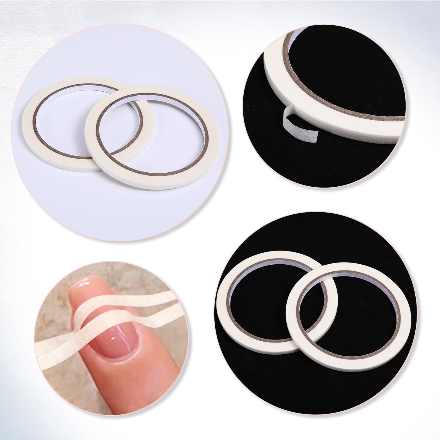 Packaging layout of the FdcLixuvol authentic USA imported multi piece white nail stencil tape kit for Indian e commerce consumers.